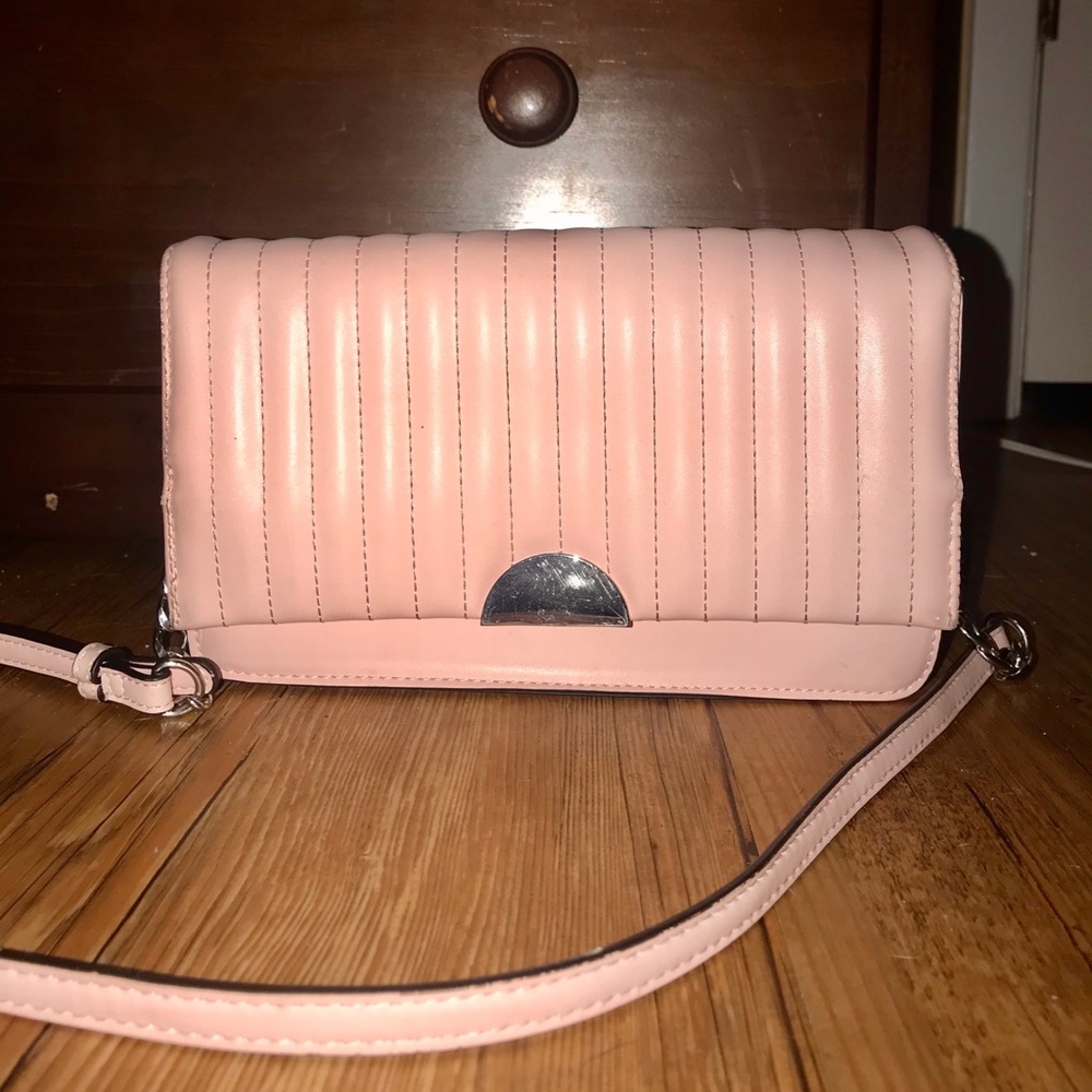Pink faux leather crossbody